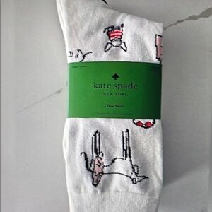 Kate Spade White Socks with Dog Design